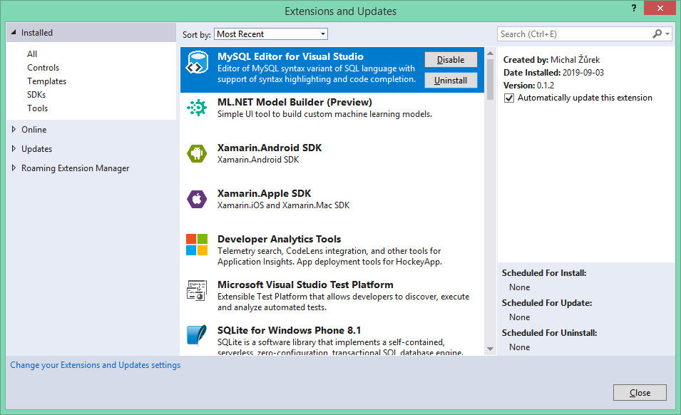 MySQL Editor Extension