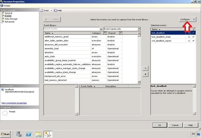 Session Properties: Configure