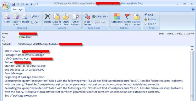 Stored procedure sends email