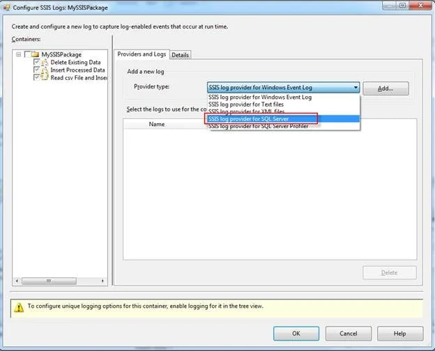 Configure a new log