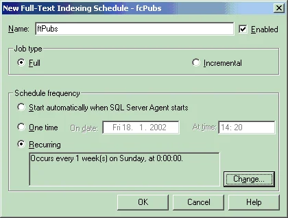 New Full-Text Indexing Schedule
