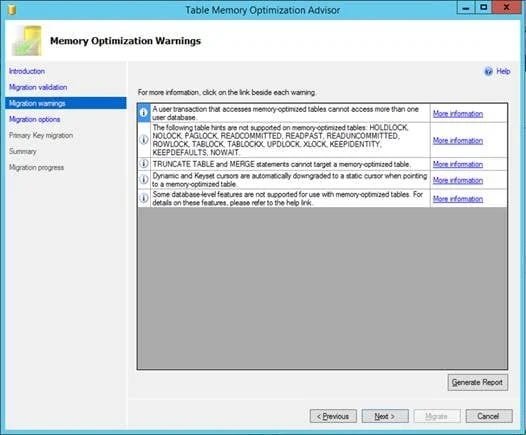 Memory Optimization Warnings
