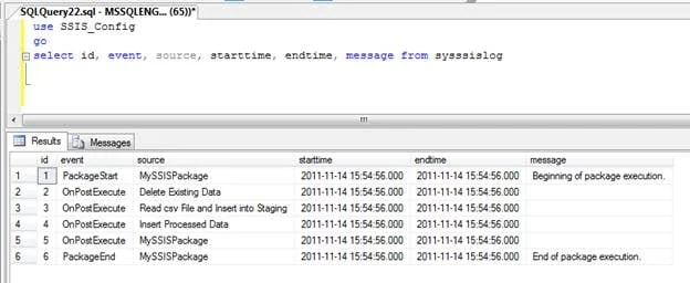 Review the execution log