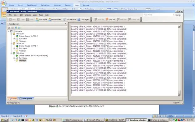 Benchmark Factory: Monitoring the TPC-H Loading Job